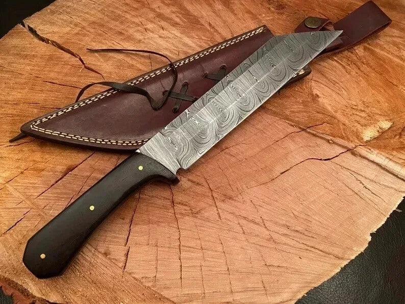 CUSTOM HANDMADE DAMASCUS STEEL MEDIEVAL VIKING SEAX KNIFE HUNTING KNIFE BOWIE