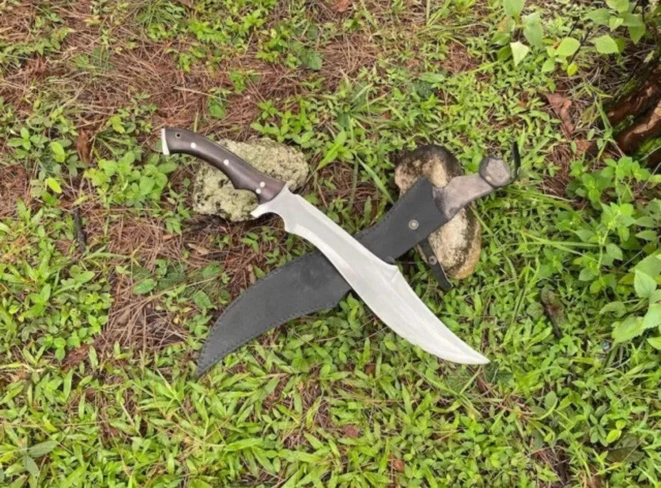Custom Handmade Carbon Steel Bowie Survival Machete Knife| Hunting Knife Camping