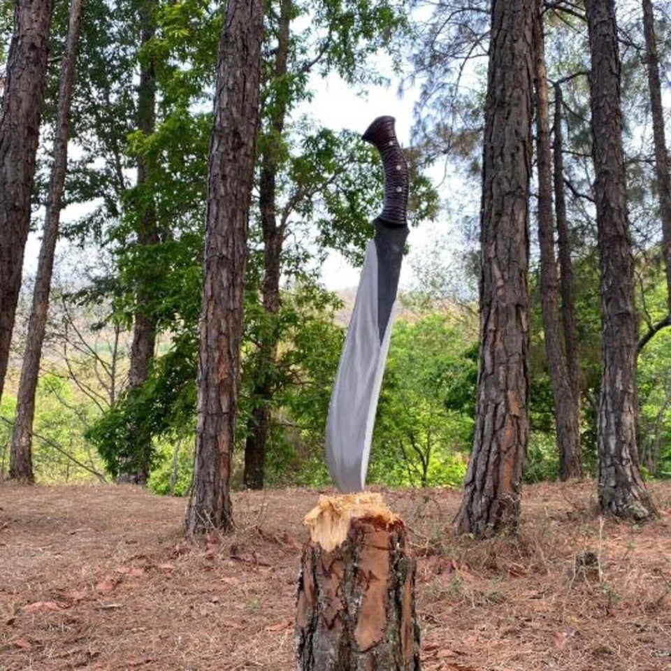 Custom Handmade Carbon Steel Blade Bowie Machete Knife | Hunting Knife Camping