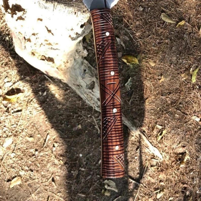 Custom Handmade Carbon Steel Blade Long Handed Machete Sword | Hunting Sword