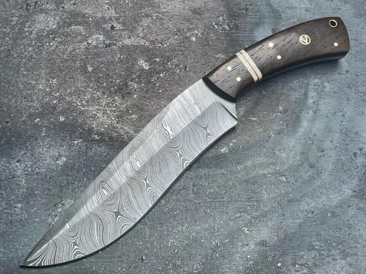 Custom Handmade Damascus Steel Blade Bowie Machete Knife -Hunting Knife Camping