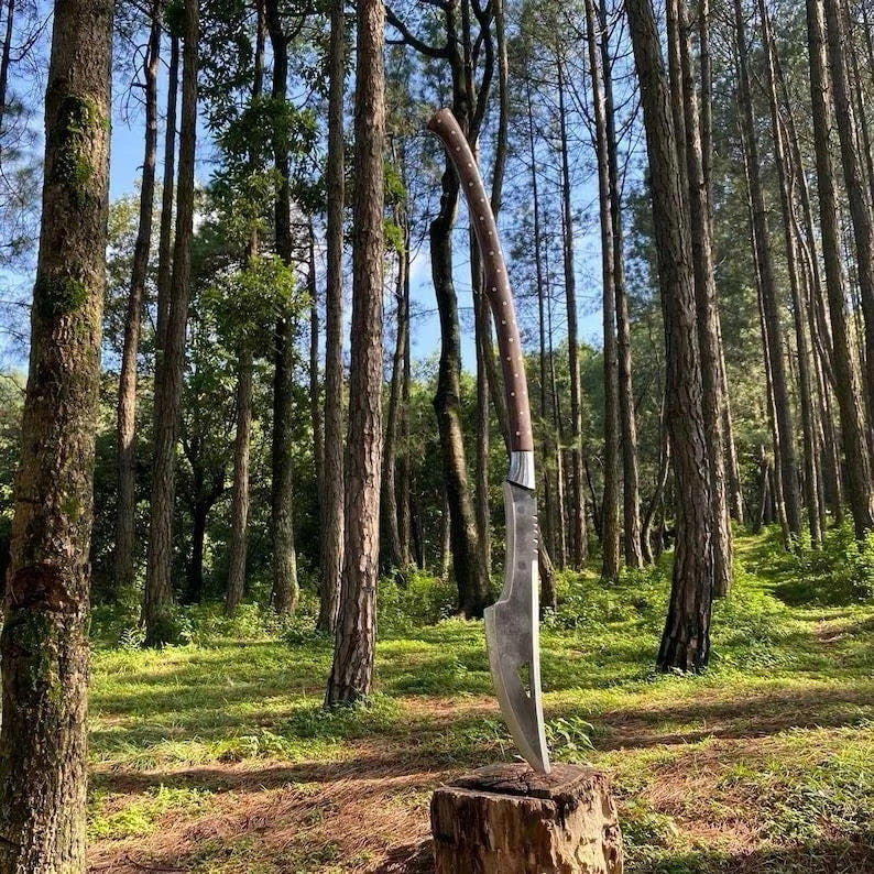 30" Custom Handmade Carbon Steel Long Woodcutting Axe Machete Hunting Knife EDC