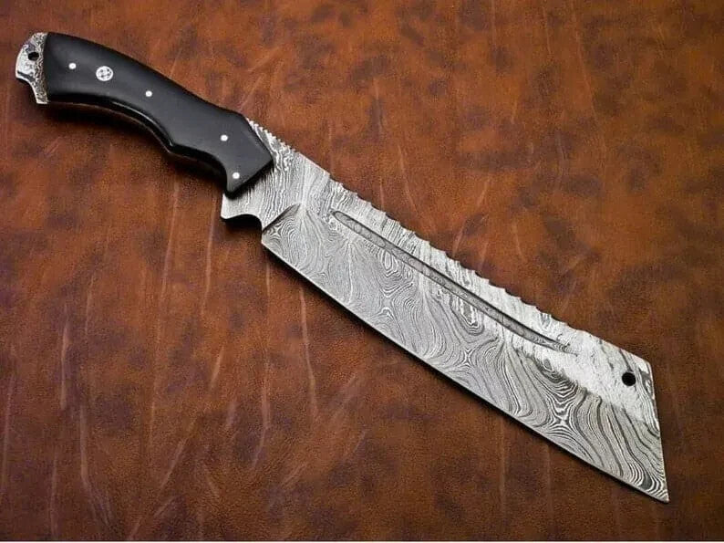 Custom Handmade Damascus Steel Blade Parang Machete Knife -Hunting Knife Camping