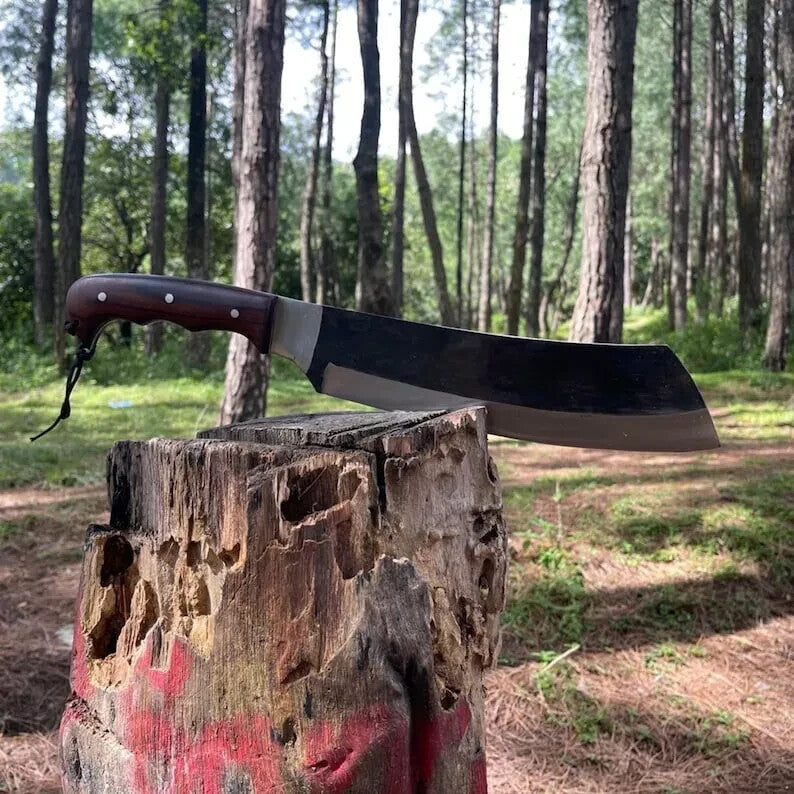 Custom Handmade Carbon Steel Blade Long Machete Bowie Hunting Knife Camping