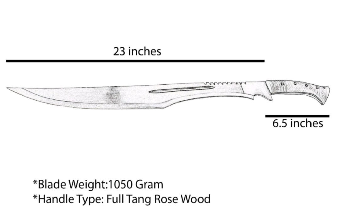 CUSTOM HANDMADE D2 TOOL STEEL SURVIVAL MACHETE SWORD HUNTING SWORD CAMPING SWORD
