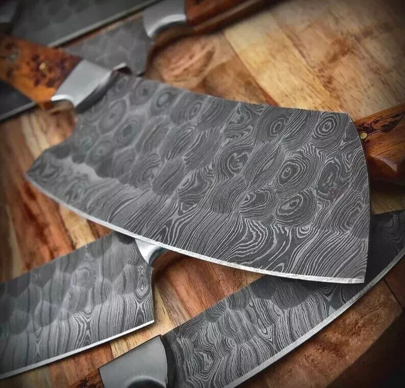 Handmade HAND FORGED DAMASCUS STEEL CHEF KNIFE Set Kitchen Knives
