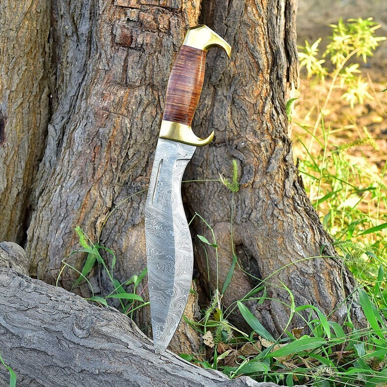 Custom Handmade Damascus Steel Blade Survival Kukri Knife| Hunting Knife Camping