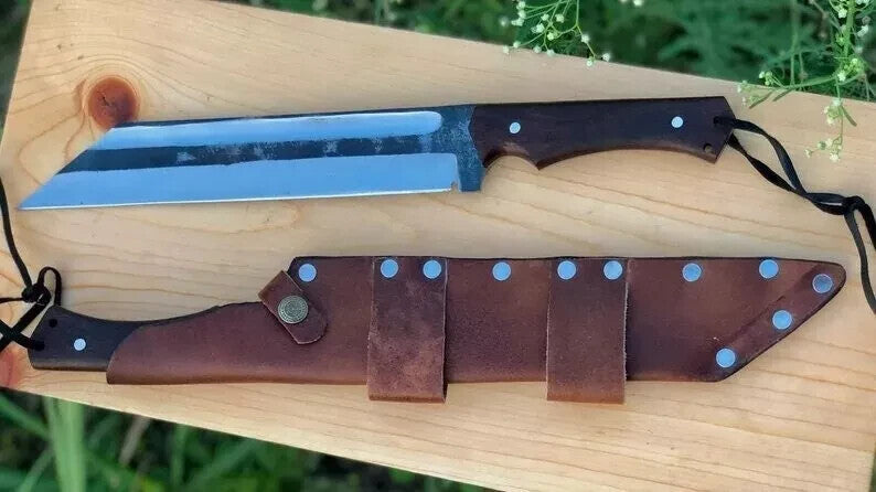 Custom Handmade Carbon Steel Blade Bowie Machete SEAX Hunting Knife Camping