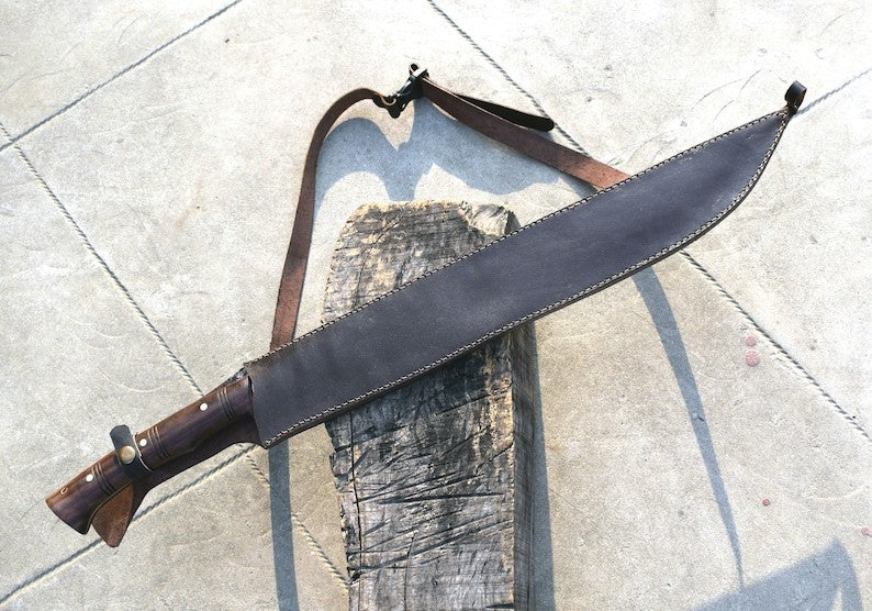 Custom Handmade Carbon Steel Blade Survival Machete Sword| Hunting Sword Camping
