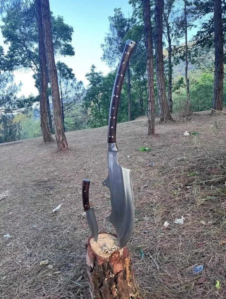 Custom Handmade Carbon Steel Survival Bowie Machete Sword| Hunting Knife Camping