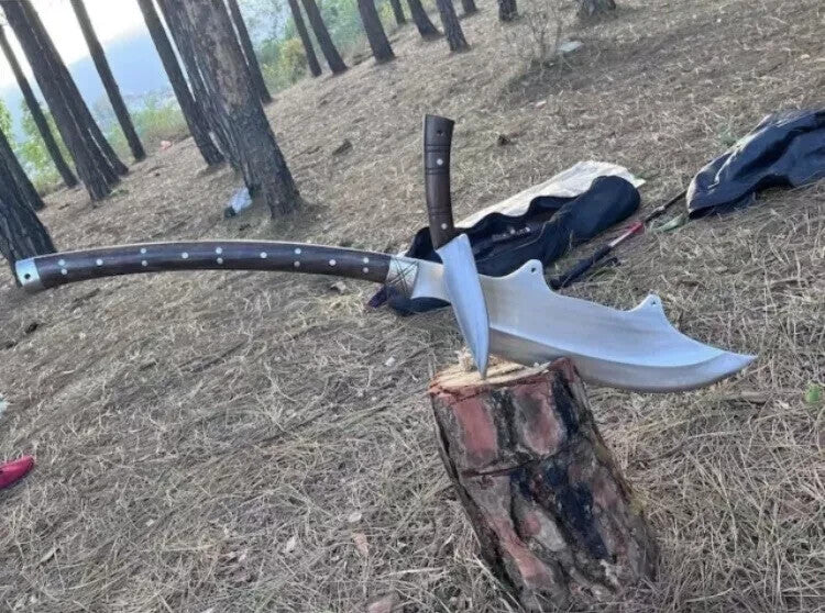 Custom Handmade Carbon Steel Survival Bowie Machete Sword| Hunting Knife Camping