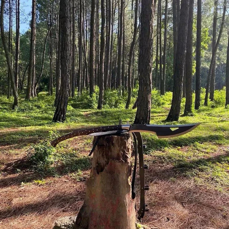 30" Custom Handmade Carbon Steel Long Woodcutting Axe Machete Hunting Knife EDC