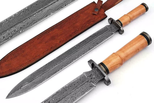 Premium Hand Forged Damascus Steel Hunting Battle Ready Medieval Roman Sword
