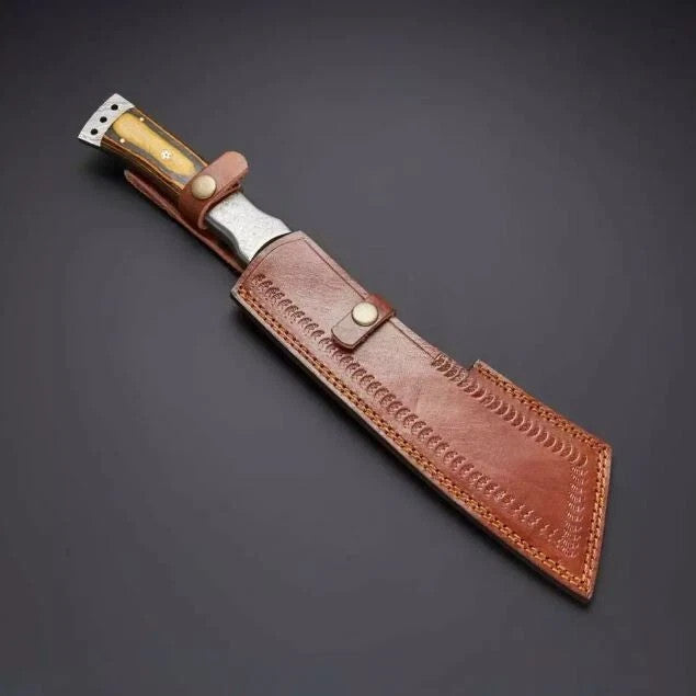 Custom Handmade HAND FORGED Damascus Steel Hunting CAMPING Machete KNIFE