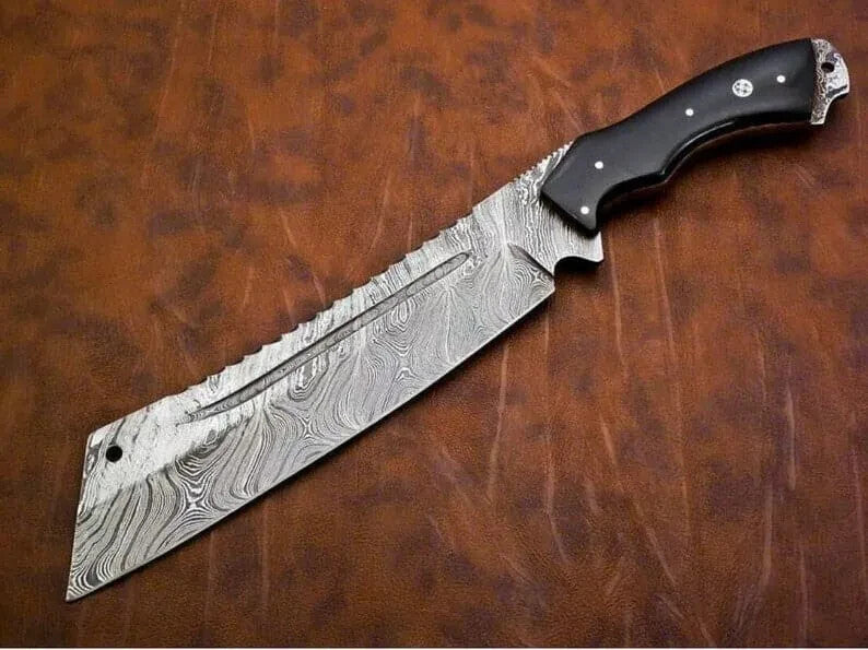 Custom Handmade Damascus Steel Blade Parang Machete Knife -Hunting Knife Camping