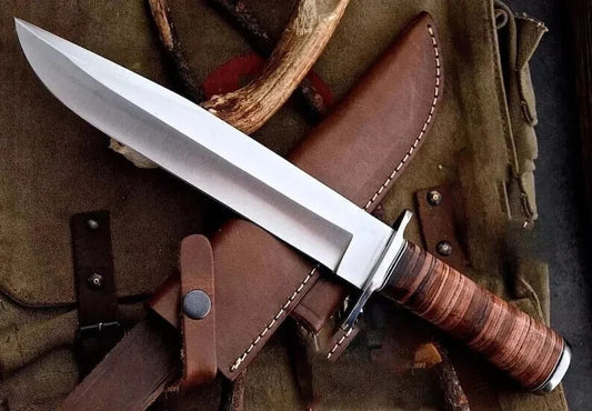 CUSTOM HANDMADE D2 TOOL STEEL BOWIE KNIFE HUNTING KNIFE SURVIVAL KNIFE MACHETE