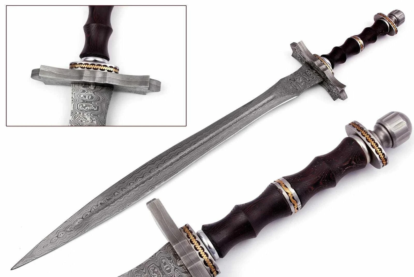 Custom Handmade HAND FORGED Damascus Steel Templar Sword  DAGGER VIKING SWORD