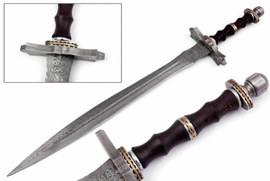 Custom Handmade HAND FORGED Damascus Steel Templar Sword  DAGGER VIKING SWORD