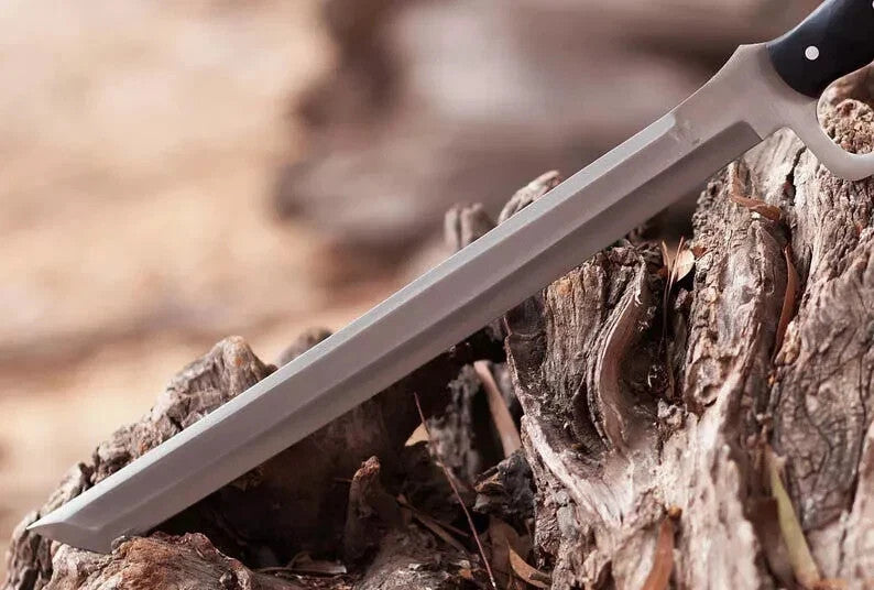 Custom Handmade Carbon Steel Alpha Sword D-Guard Hunting Camping Sword