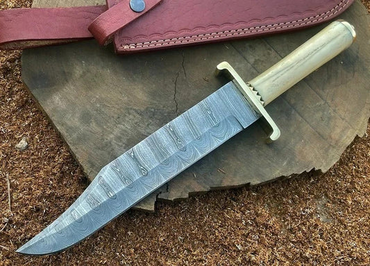 Custom Handmade Carbon Steel Bowie Knife Camping Hunting Knife Fixed Blade EDC