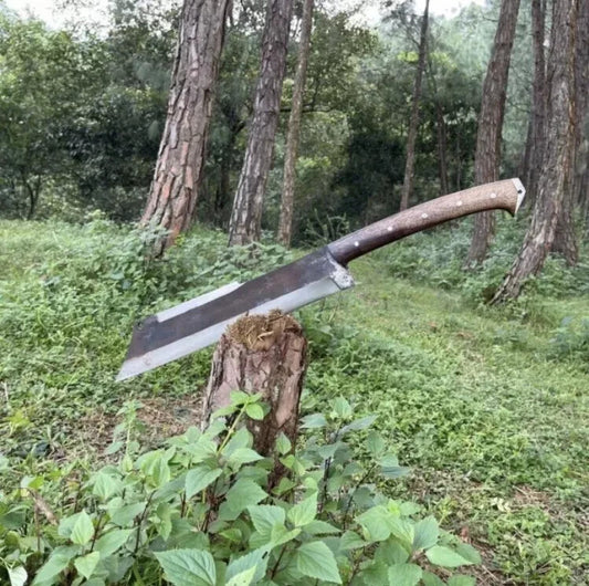 Custom Handmade Carbon Steel Survival Bowie Machete Sword| Hunting Knife Camping