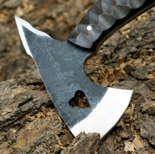 SAYOC RND CUSTOM HANDMADE CARBON STEEL FULL TANG AXE HUNTING TOMAHAWK AXE SHEATH