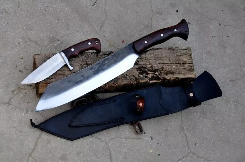 Custom Handmade Carbon Steel Blade Bowie Machete Kukri Hunting Knife Camping