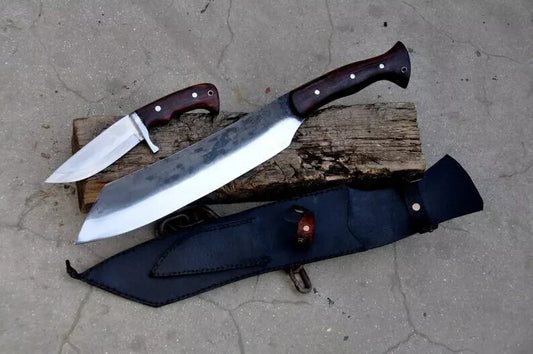 Custom Handmade Carbon Steel Blade Bowie Machete Kukri Hunting Knife Camping