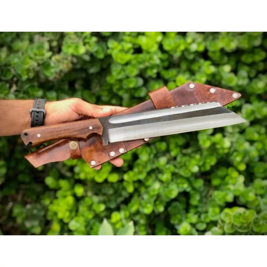 Custom Handmade Carbon Steel Blade Bowie Machete SEAX Hunting Knife Camping