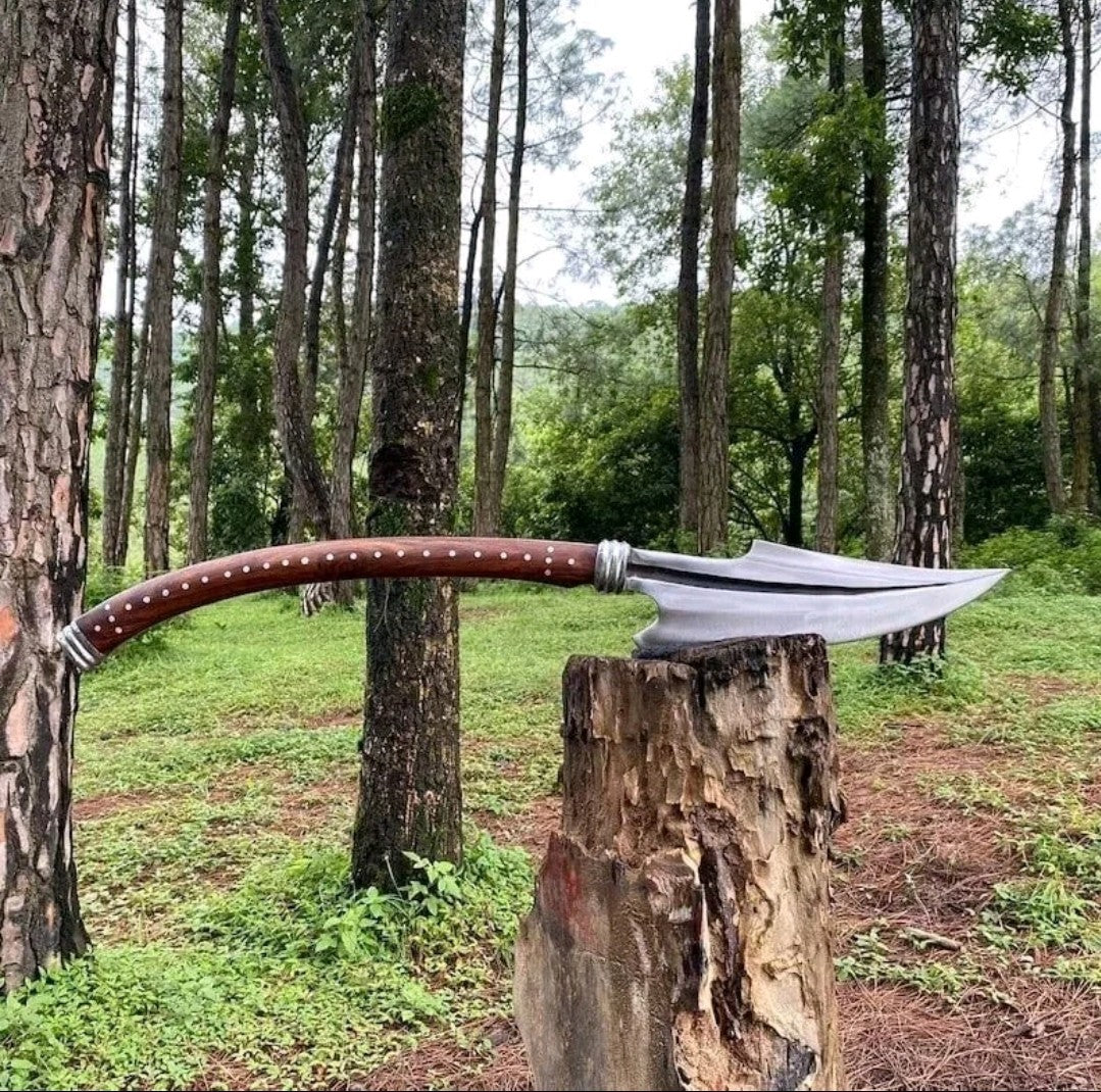 34" Custom Handmade Carbon Steel Wood Cutting Viking Axe Hunting Camping Axe