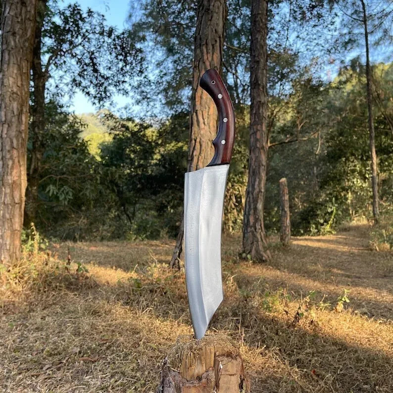 Custom Handmade Carbon Steel Blade Bowie Machete Kukri Hunting Knife Camping