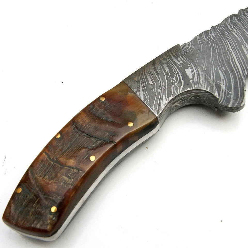 Handmade Damascus Steel Bowie Knife Survival Machete Knife Hunting Knife Camping