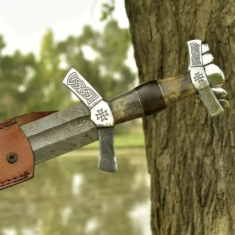 Custom Handmade Damascus Steel Blade Medieval Viking Sword Hunting Sword Camping