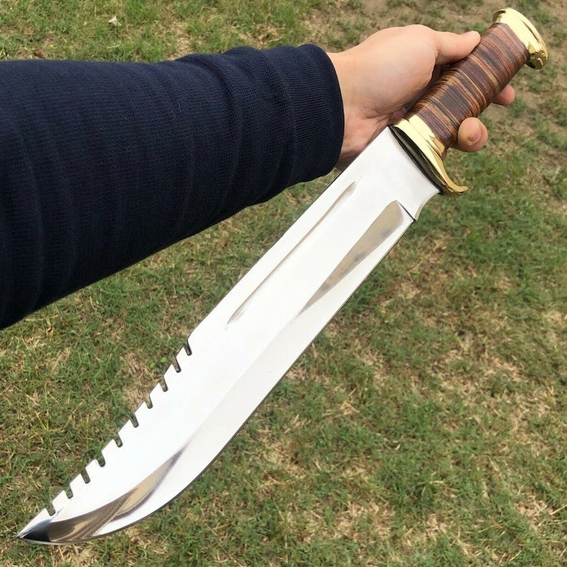 Handmade Dundee Bowie Knife | Carbon Steel Blade| Outdoor Survival Hunting Knife