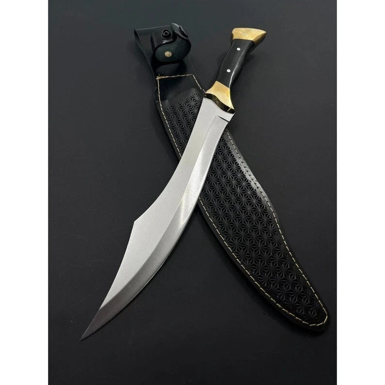 Custom Handmade Carbon Steel Bowie Knife Camping Hunting Knife Fixed Blade EDC