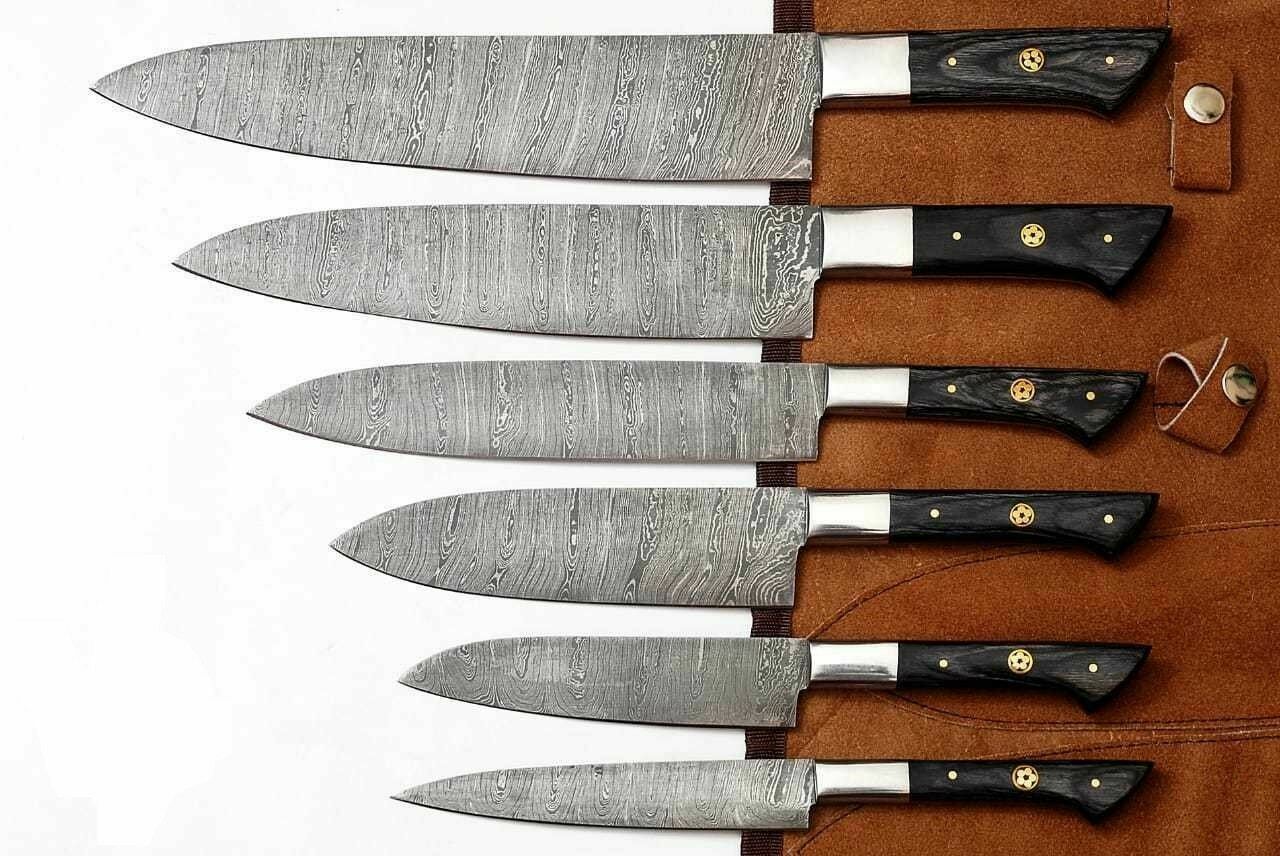 Custom Handmade CHEF KNIFE Set Kitchen Knives Cutlery Forged Damascus Steel 1554