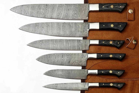 Custom Handmade CHEF KNIFE Set Kitchen Knives Cutlery Forged Damascus Steel 1554