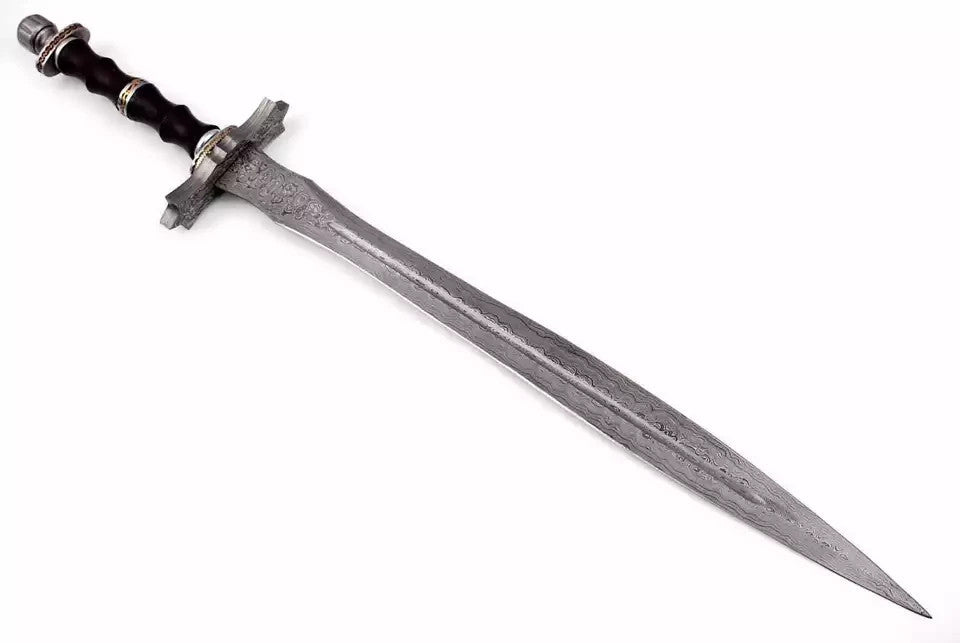 Custom Handmade HAND FORGED Damascus Steel Templar Sword  DAGGER VIKING SWORD
