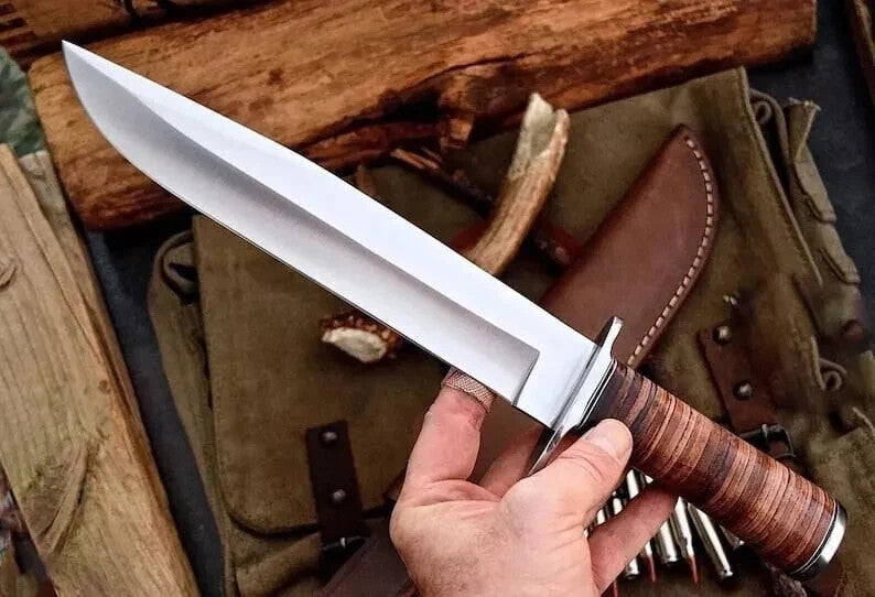 CUSTOM HANDMADE D2 TOOL STEEL BOWIE KNIFE HUNTING KNIFE SURVIVAL KNIFE MACHETE