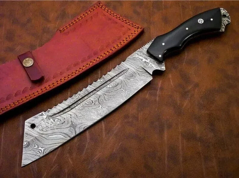 Custom Handmade Damascus Steel Blade Parang Machete Knife -Hunting Knife Camping