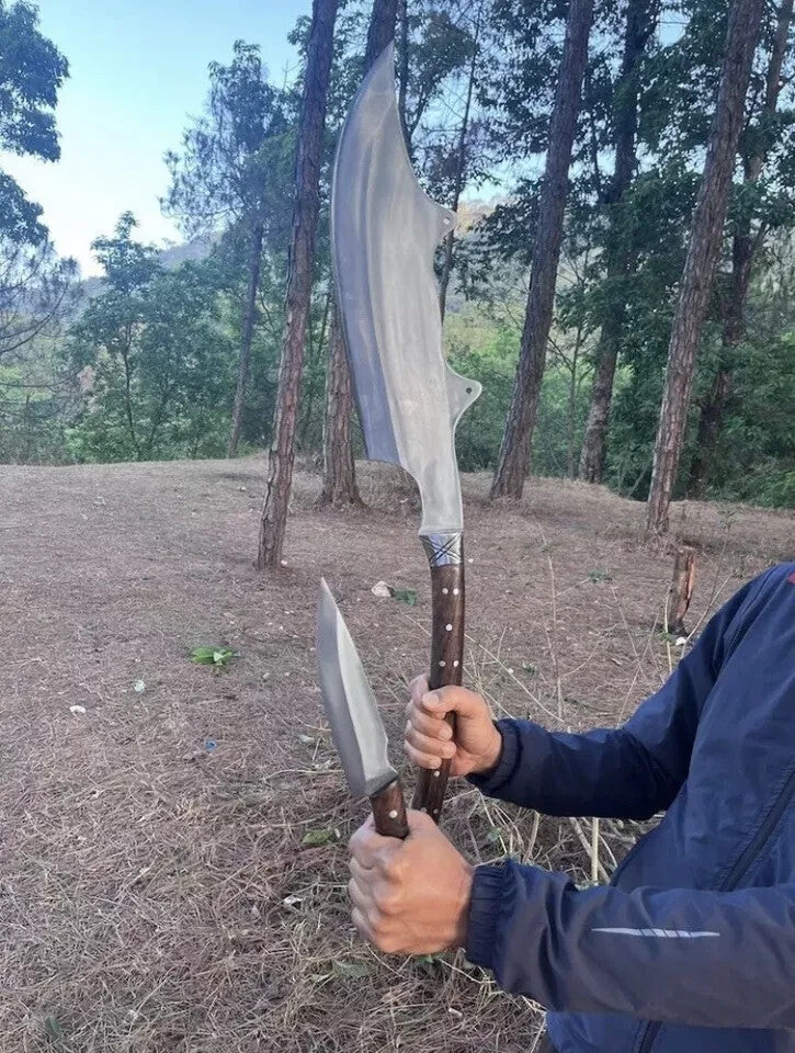 Custom Handmade Carbon Steel Survival Bowie Machete Sword| Hunting Knife Camping