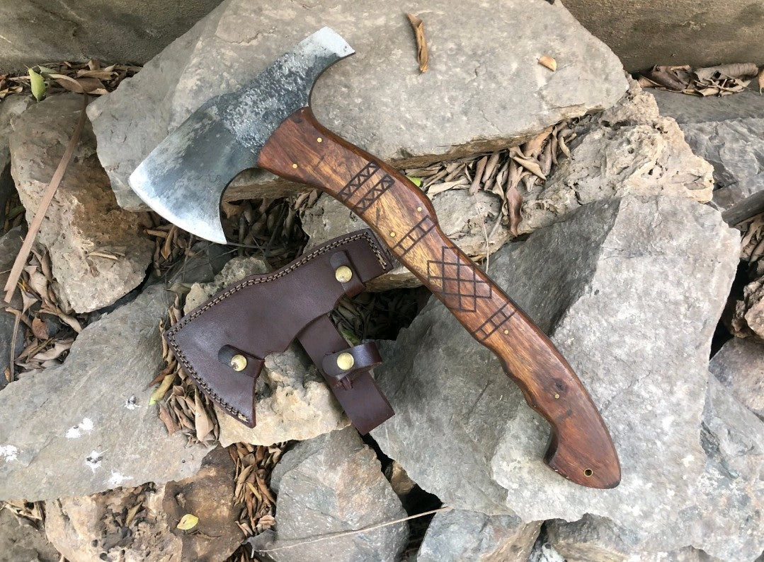 Handmade Viking Axe Camping Axe Full Tang Axe  Tomahawk Hatchet Rescue Axe RnD