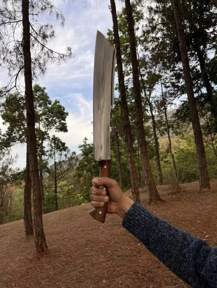 Custom Handmade Carbon Steel Survival Bowie Machete Sword| Hunting Knife Camping