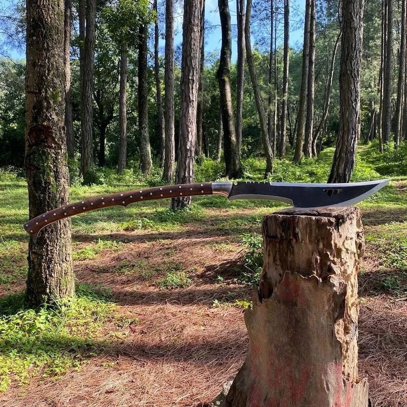 30" Custom Handmade Carbon Steel Long Woodcutting Axe Machete Hunting Knife EDC