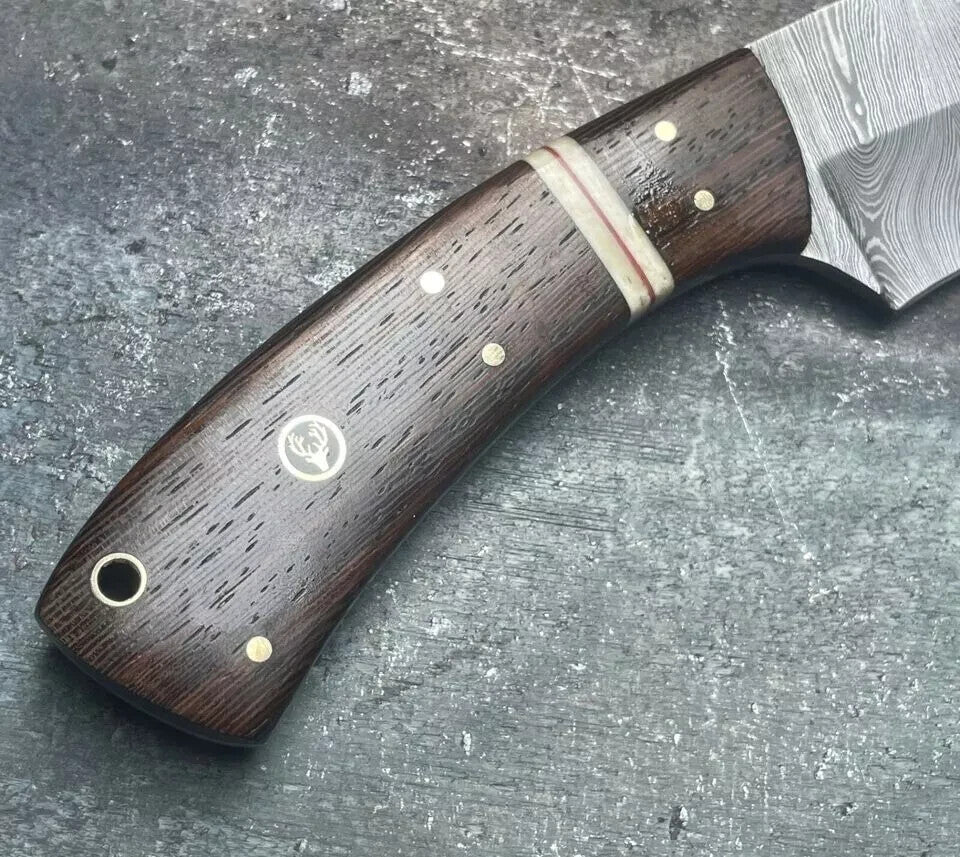 Custom Handmade Damascus Steel Blade Bowie Machete Knife -Hunting Knife Camping