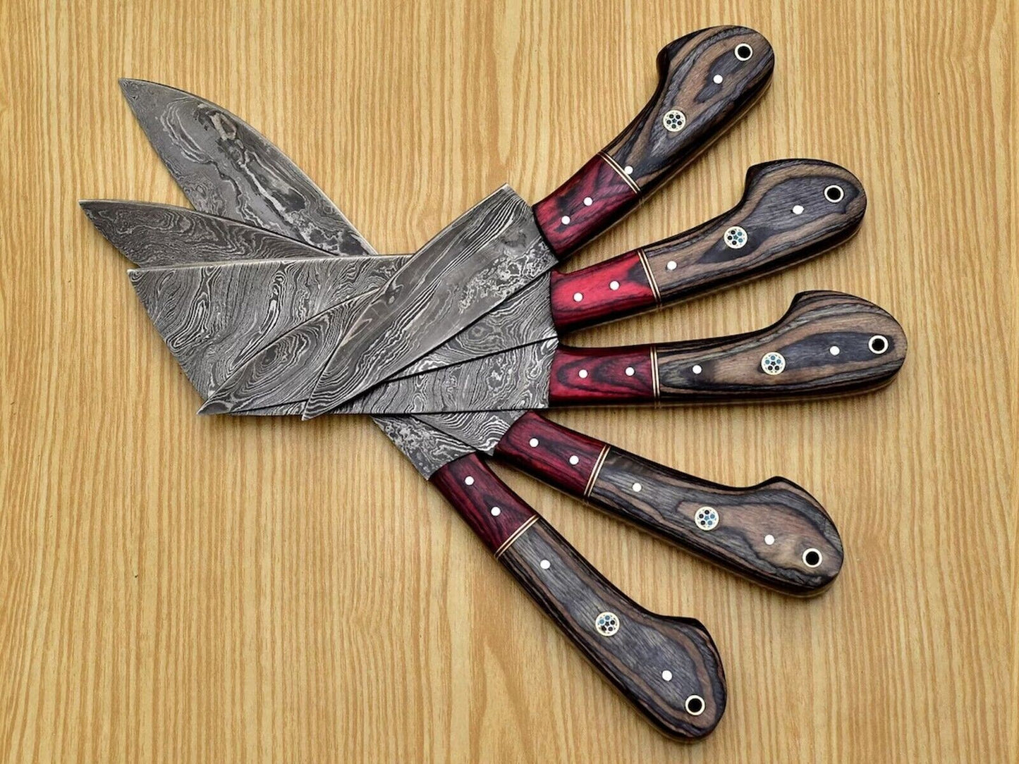 Handmade HAND FORGED DAMASCUS STEEL CHEF KNIFE Set Kitchen Knives Set