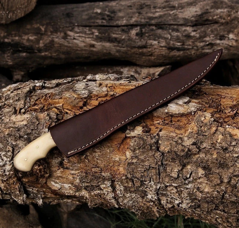Custom Hand Forged Damascus Steel Fillet Knife - Japanese Chef Knife for Kitchen