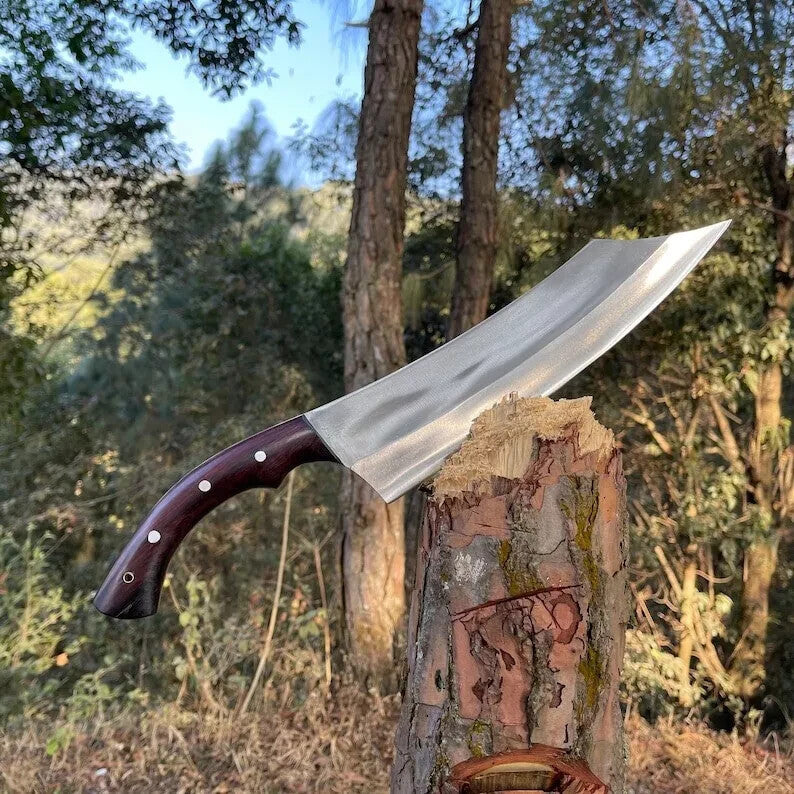 Custom Handmade Carbon Steel Blade Bowie Machete Kukri Hunting Knife Camping