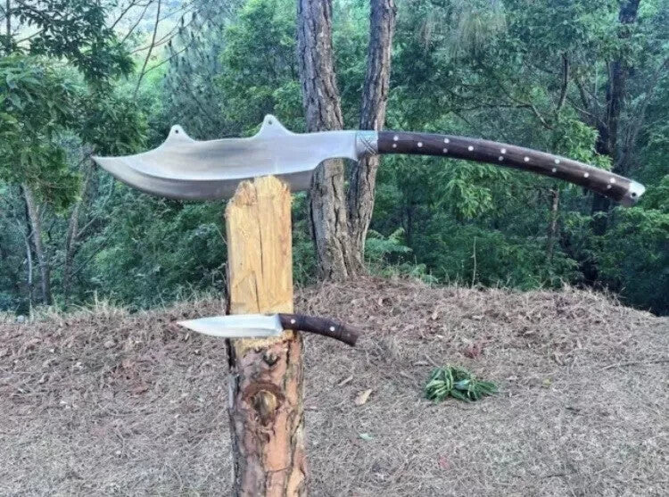 Custom Handmade Carbon Steel Survival Bowie Machete Sword| Hunting Knife Camping