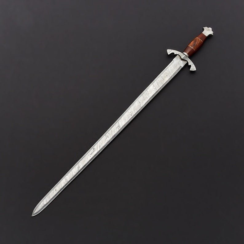 Custom Handmade Damascus Steel Blade Viking Sword | Hunting Sword Camping Sword